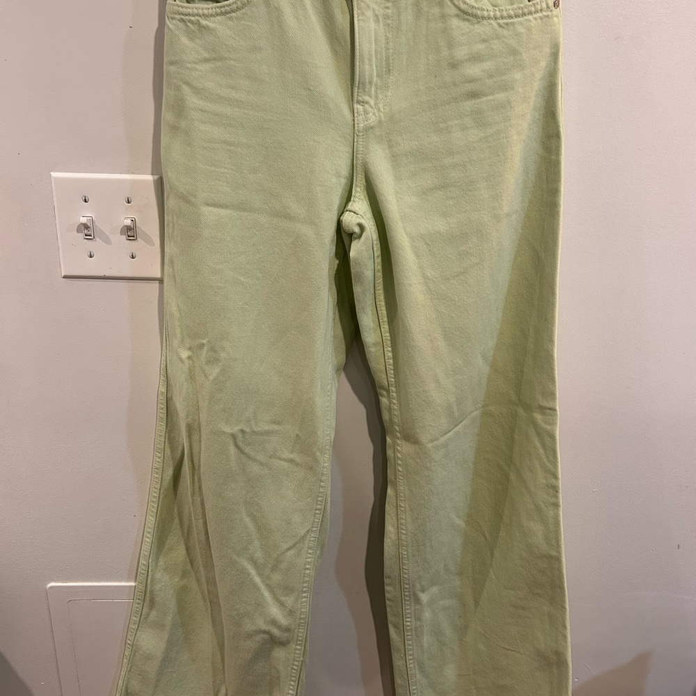 Mango Light Green Flare Jeans